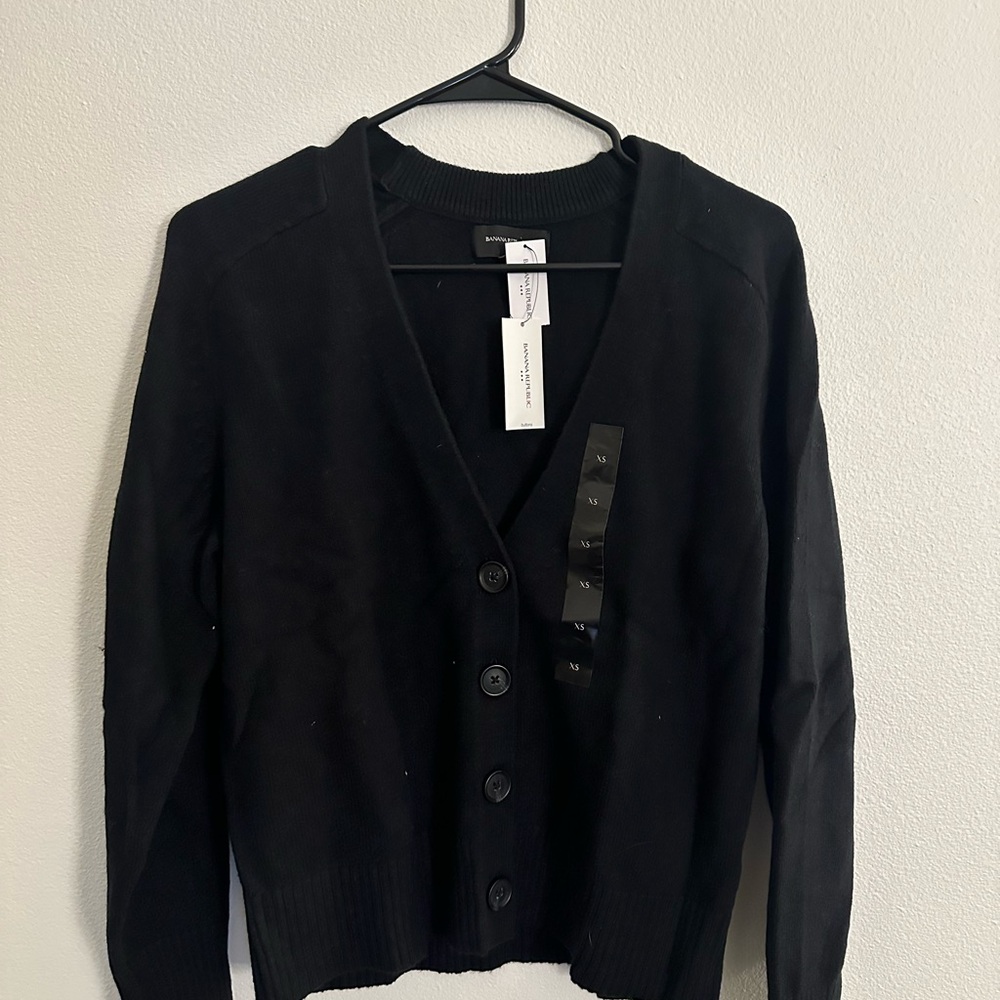 Banana Republic Black Cardigan Sweater V-Neck Knit
